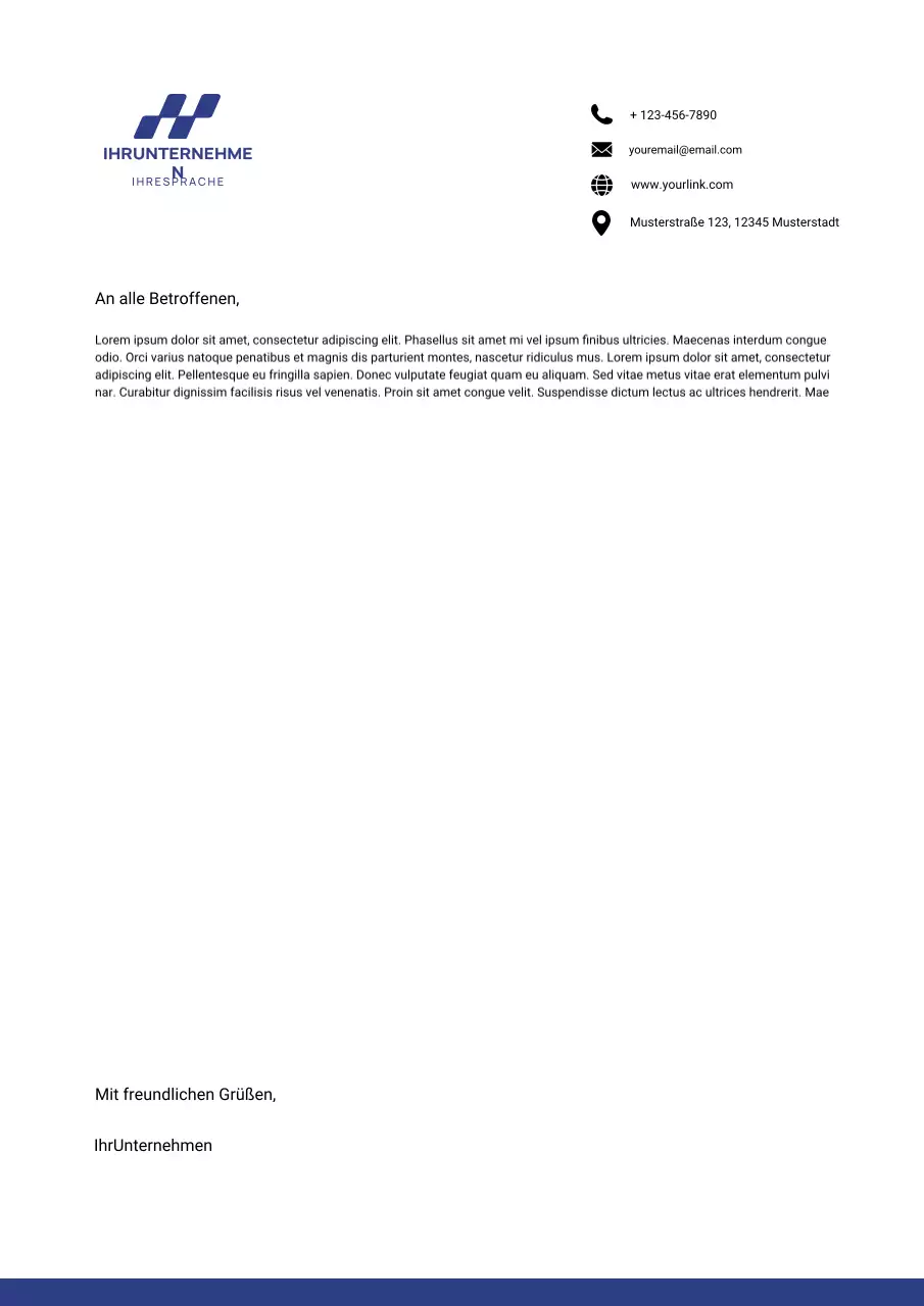 Blauer professioneller Geschäftsbriefkopf