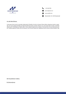 Blauer professioneller Geschäftsbriefkopf