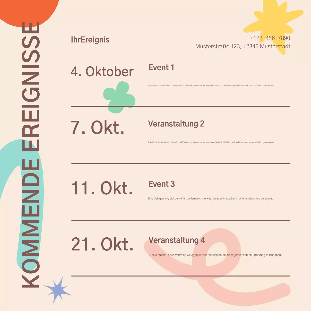 Beige Modern Event Calendar