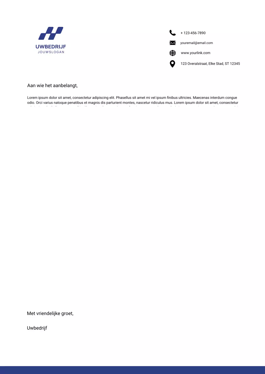 Blauwe professionele zakelijke briefhoofd