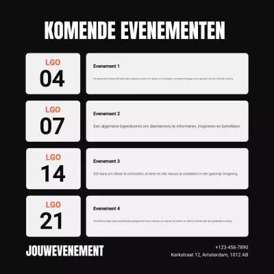Zwart-wit moderne evenementenkalender