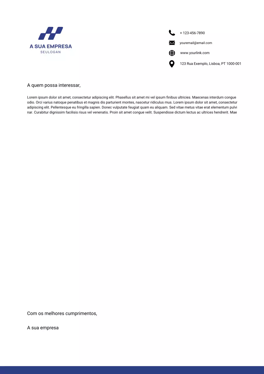 Papel timbrado comercial profissional azul