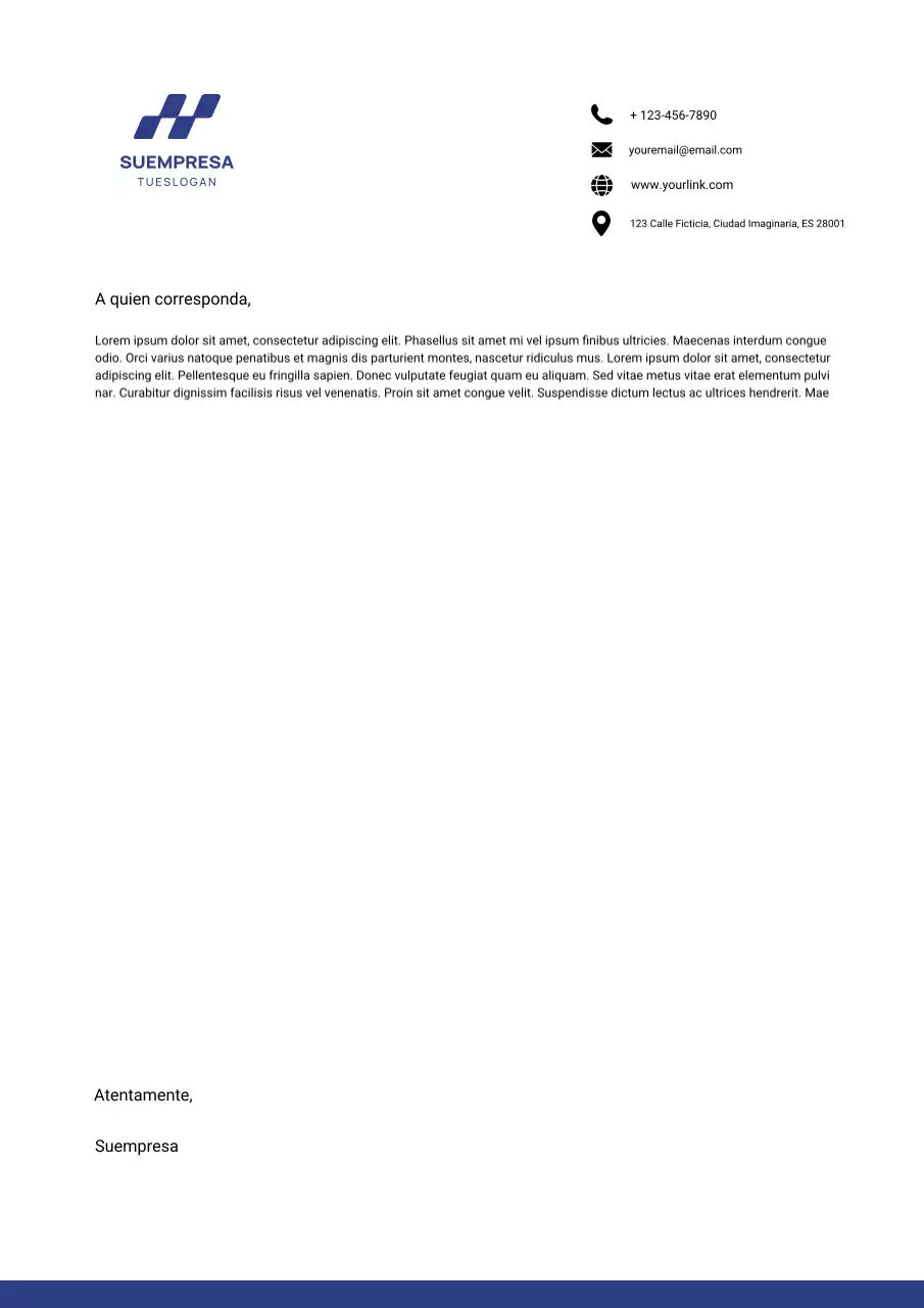 Papel con membrete azul profesional para negocios