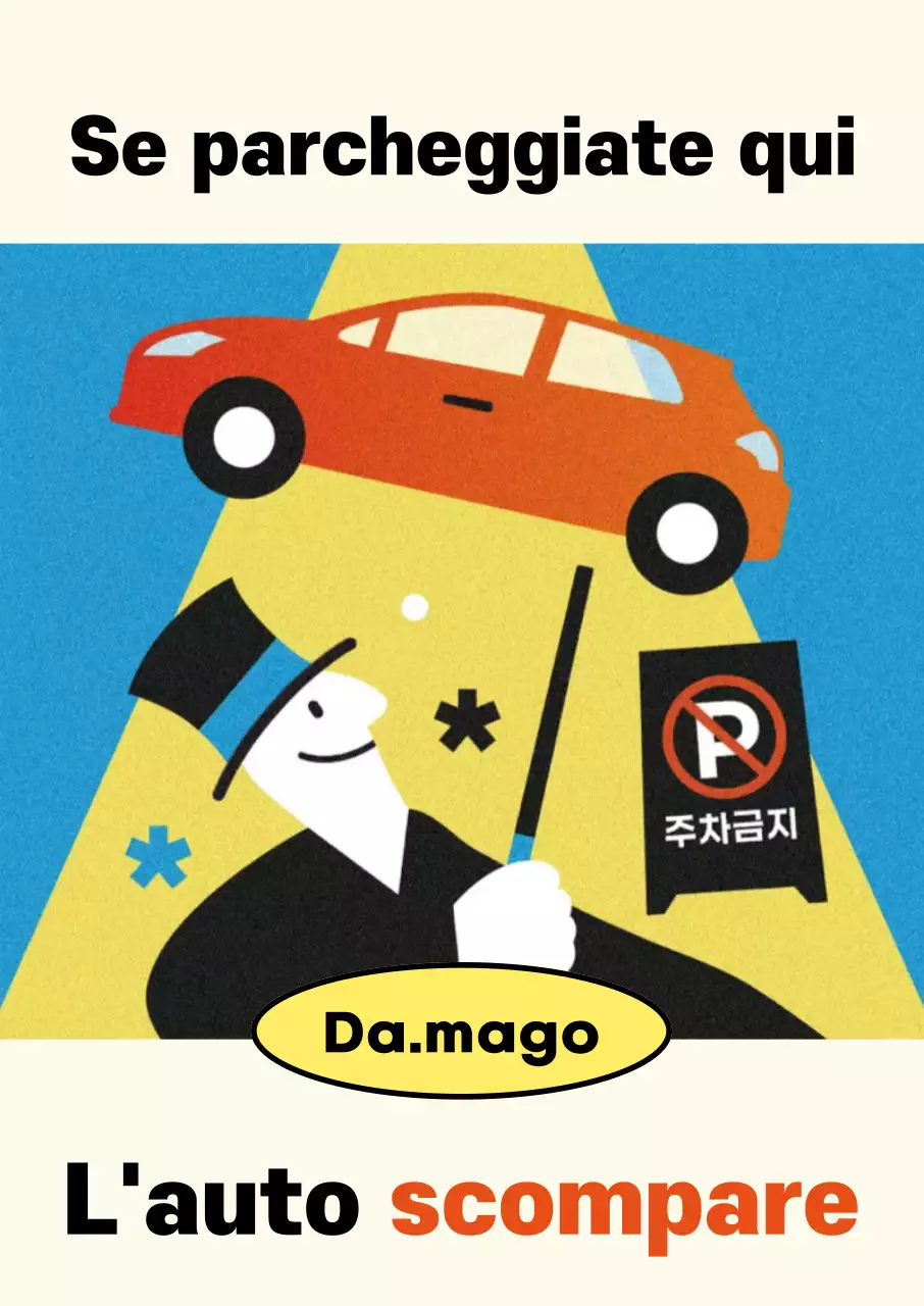 Avviso di divieto di sosta al gusto di bottiglia gialla