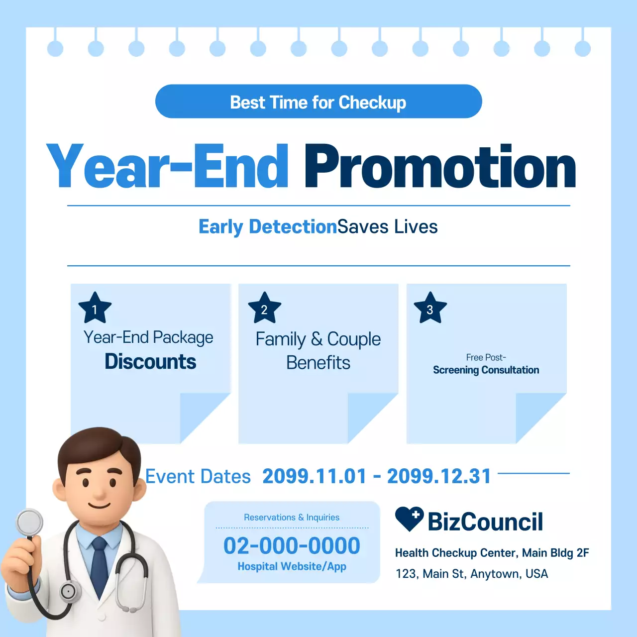 Promosi Pemeriksaan Kesehatan Modern Biru