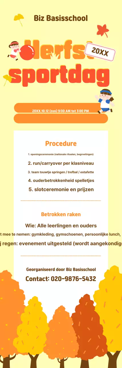 Geel schattig sportdag evenement
