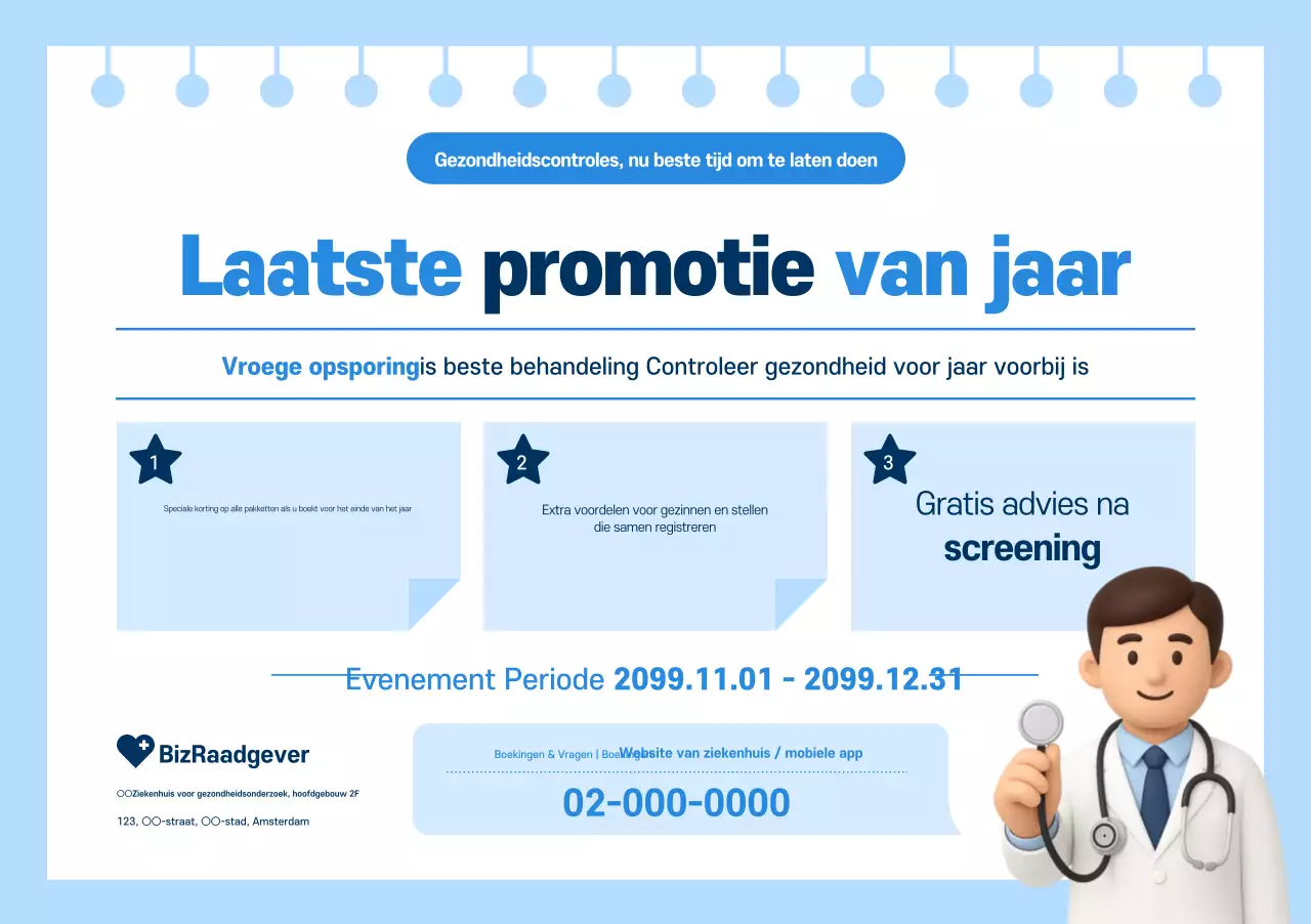 Blauwe moderne gezondheidscheck-up promotie