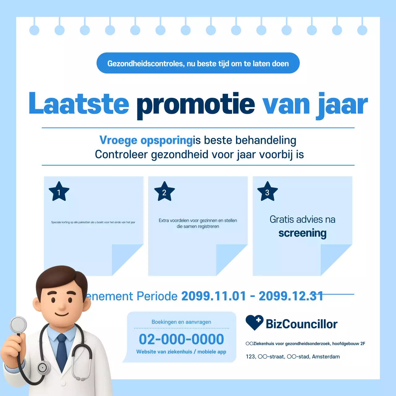 Blauwe moderne gezondheidscheck-up promotie