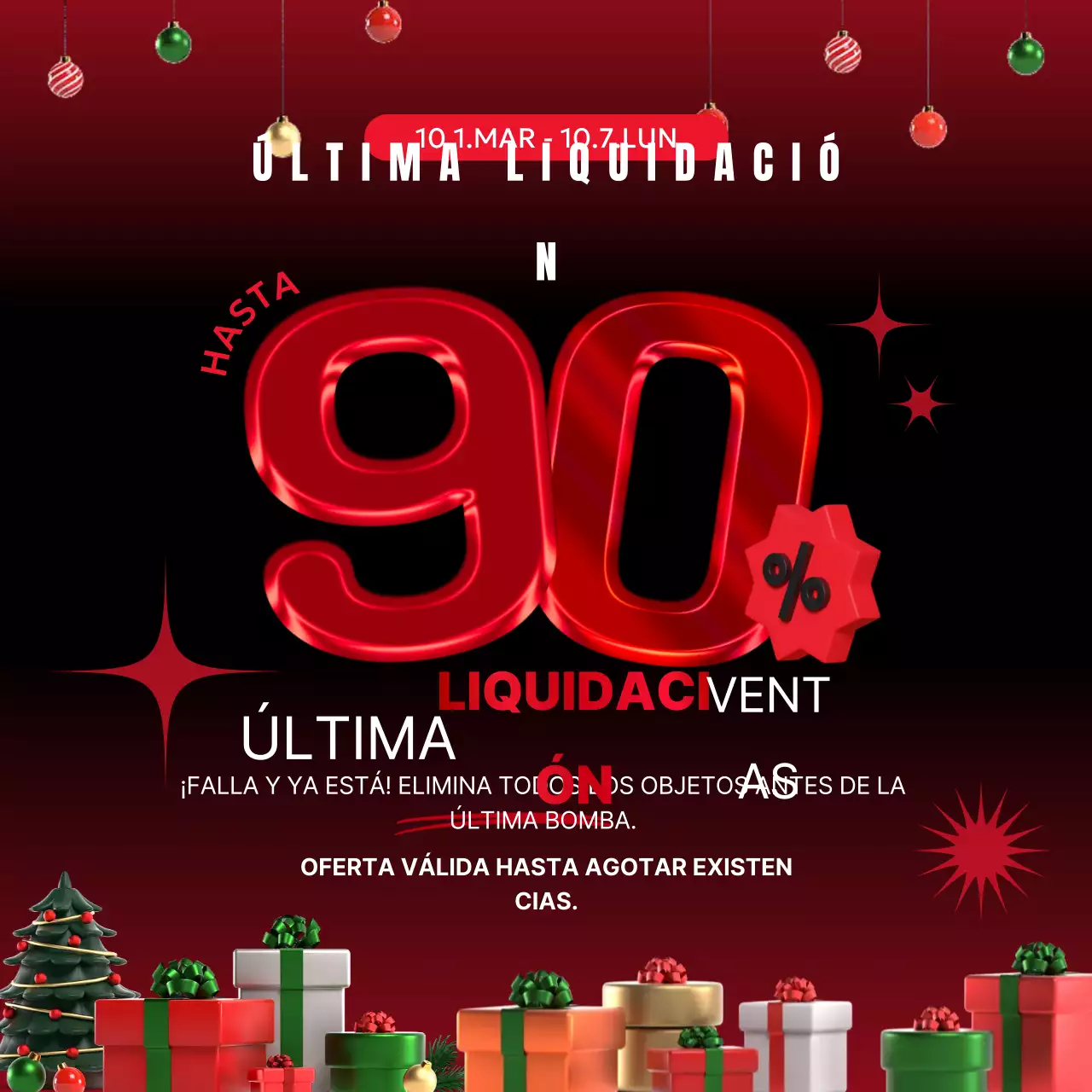 Promoción de rebajas con contraste rojo