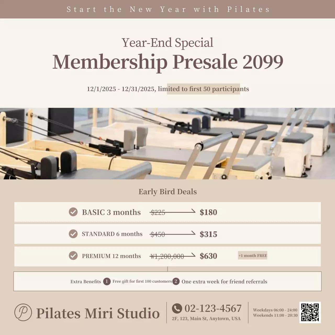 Beige Modern Pilates Promotion