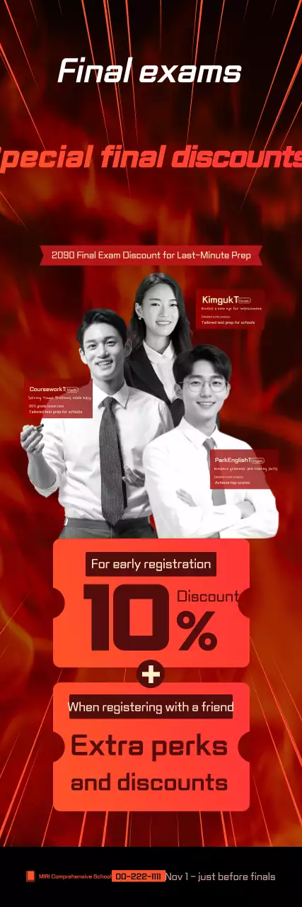 Anúncio educativo com destaque em vermelho