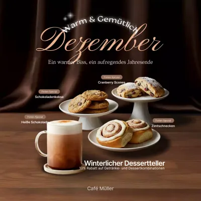 Werbung für ein luxuriöses Dessert von Brown