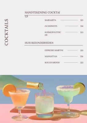 Beige Modern Cocktailmenu