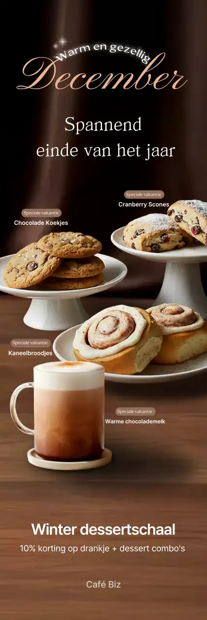 Bruine luxe dessertadvertentie