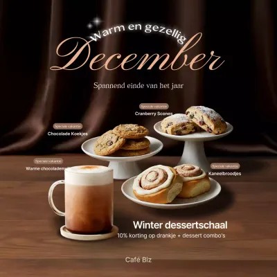 Bruine luxe dessertadvertentie