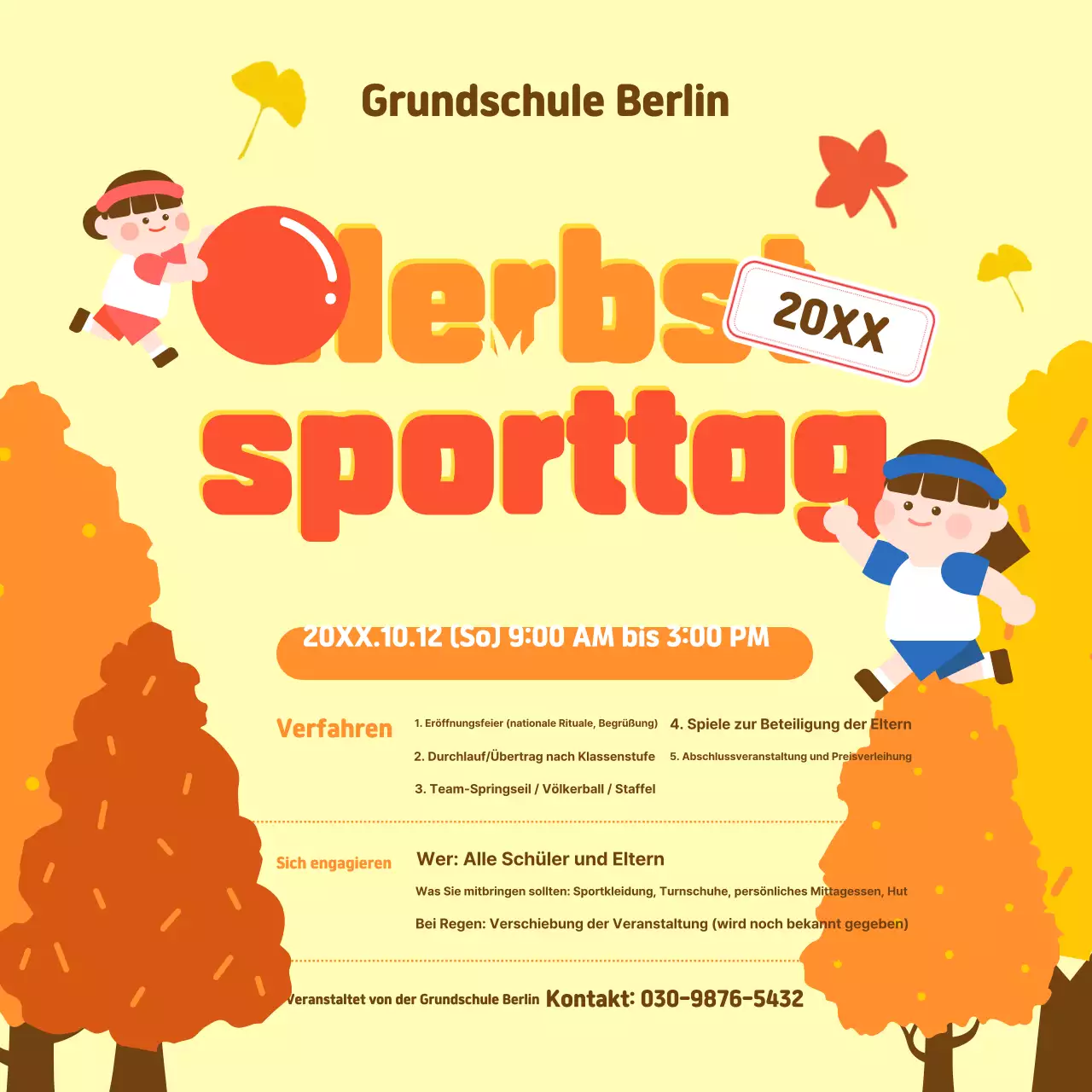 Gelbe, niedliche Sportveranstaltung