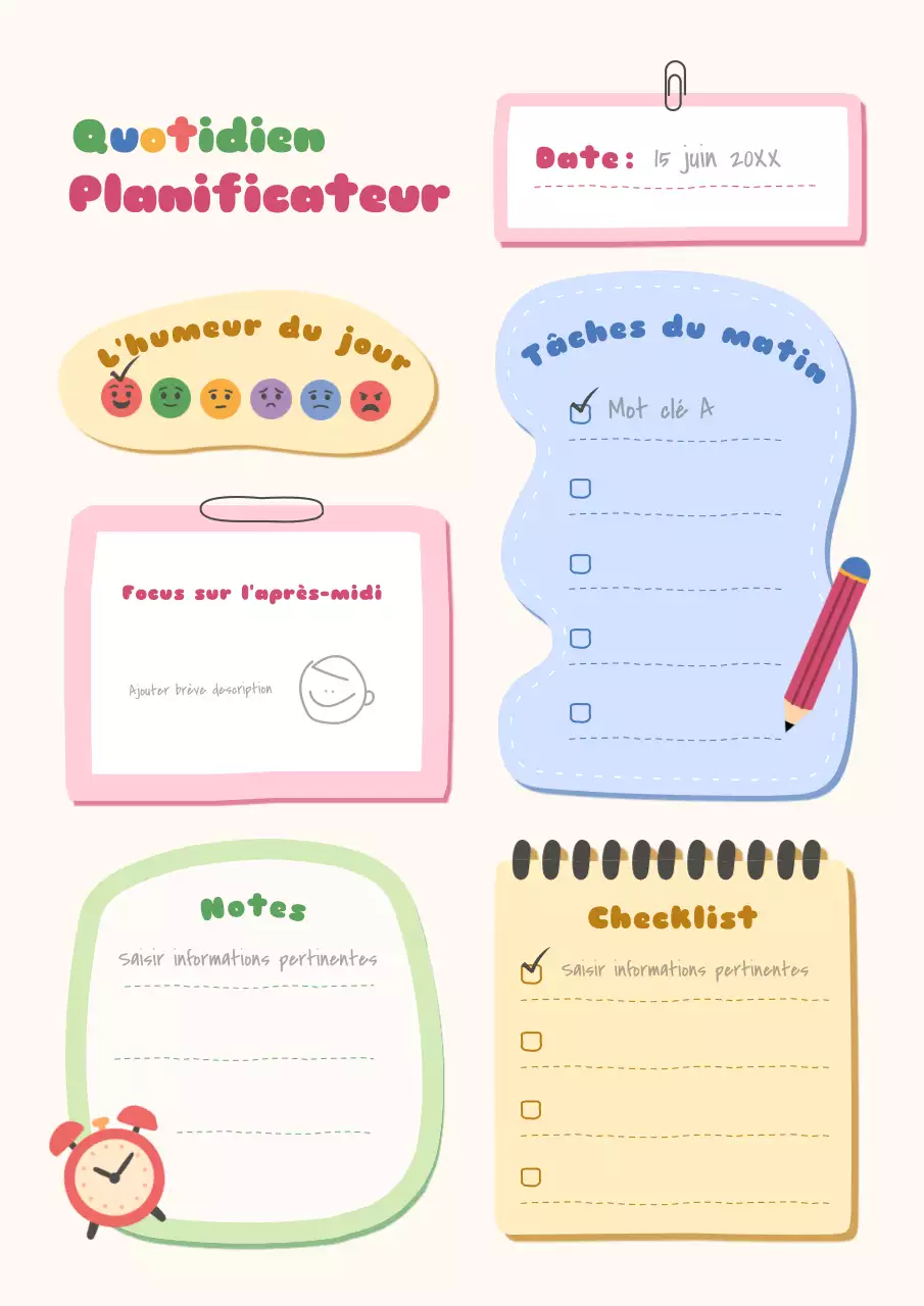 Affiche colorée pour agenda