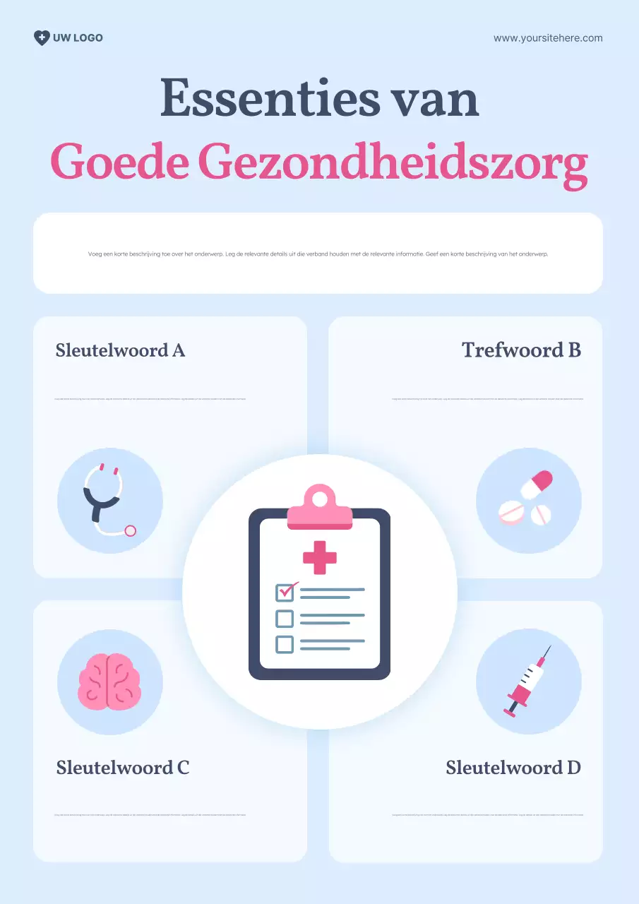 Blauwe poster met de moderne gezondheidszorggids