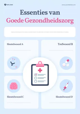 Blauwe poster met de moderne gezondheidszorggids