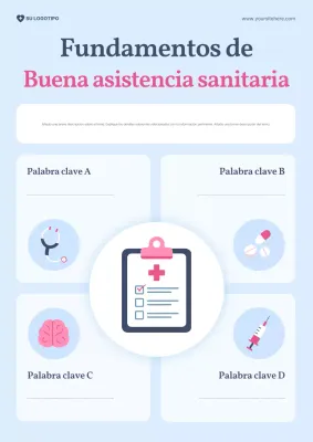 Póster guía de atención médica moderna azul