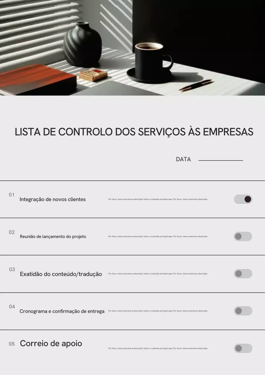 Lista de verificação minimalista branca para negócios