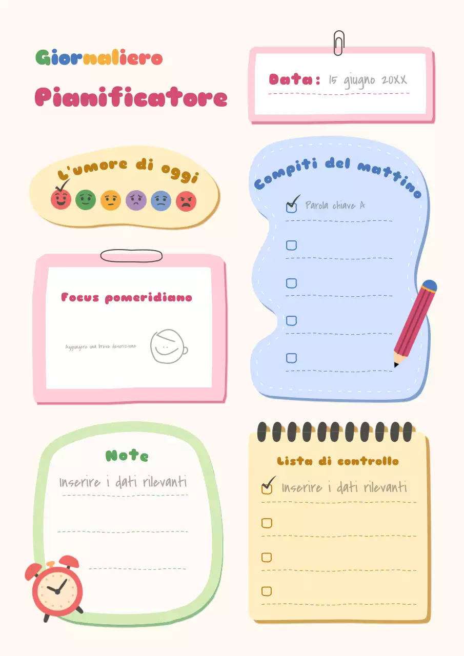 Poster colorato per pianificare gli impegni
