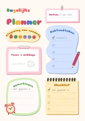 Kleurrijke planner-schemaposter