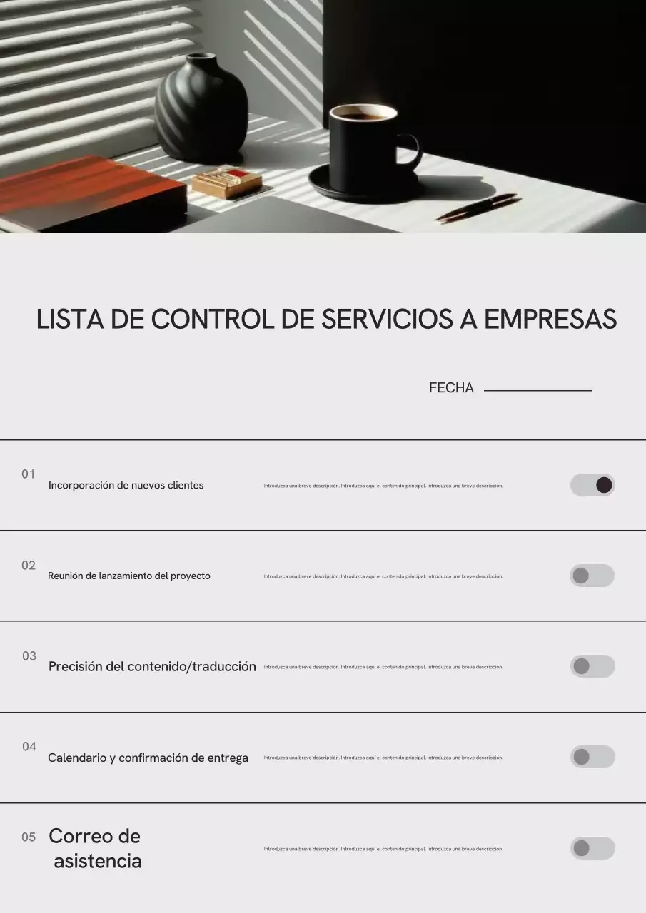 Lista de verificación minimalista blanca para negocios