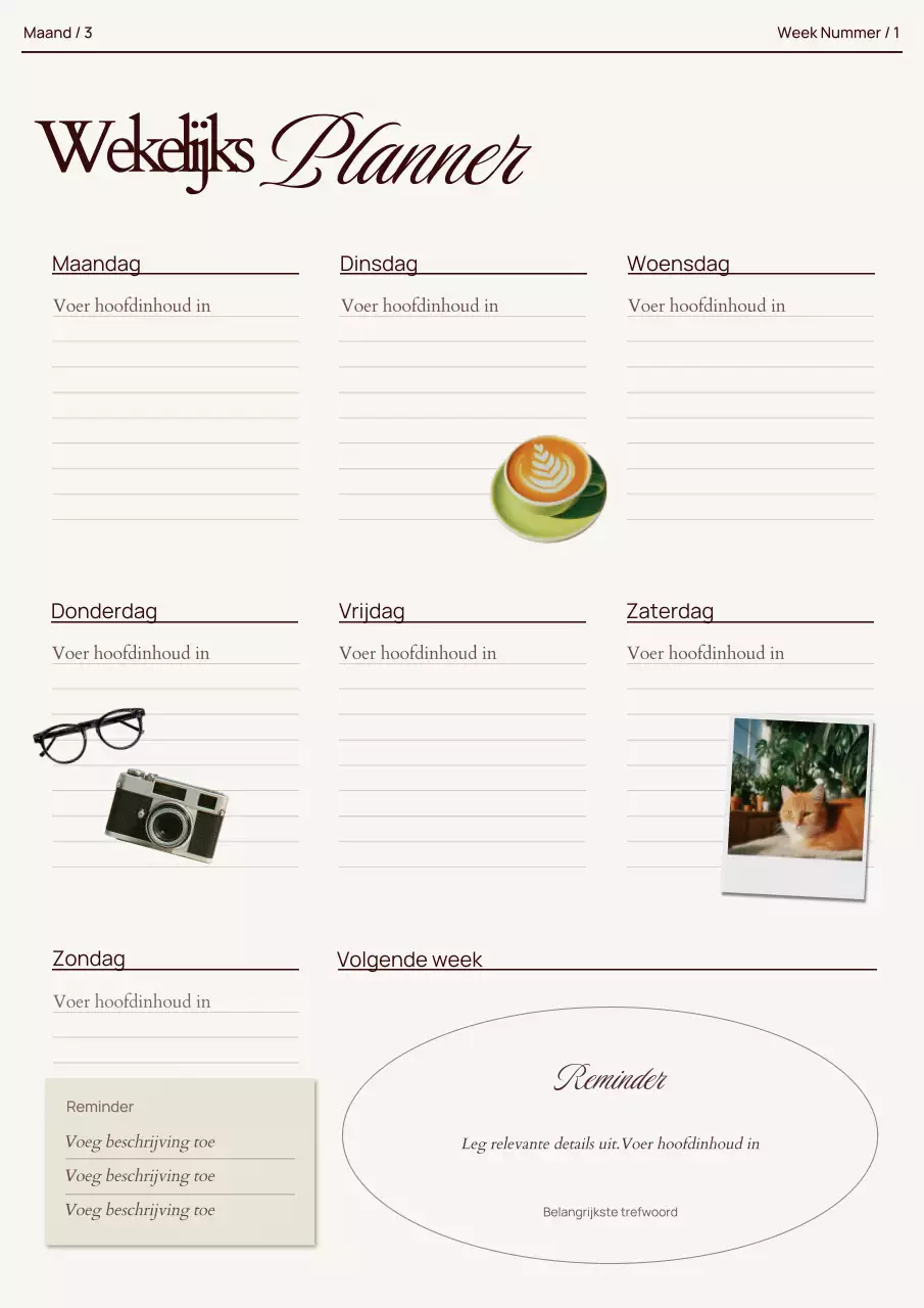 Beige Minimal Weekplanner