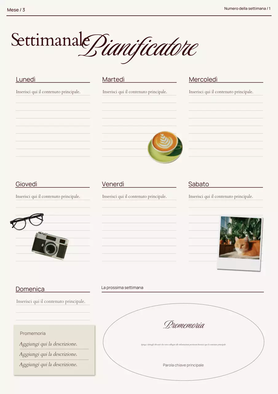 Agenda settimanale minimale beige