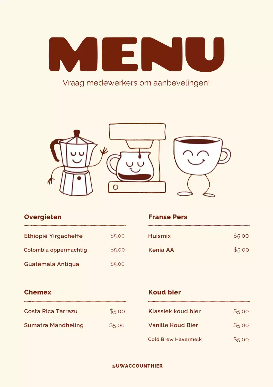 Beige Retro Koffie Menu Poster