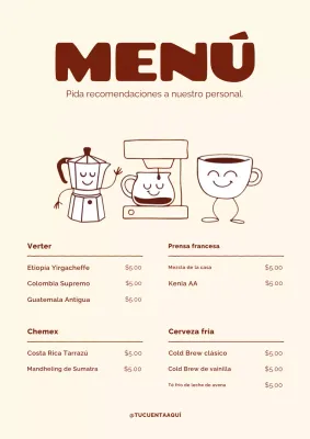 Póster de menú de café retro beige