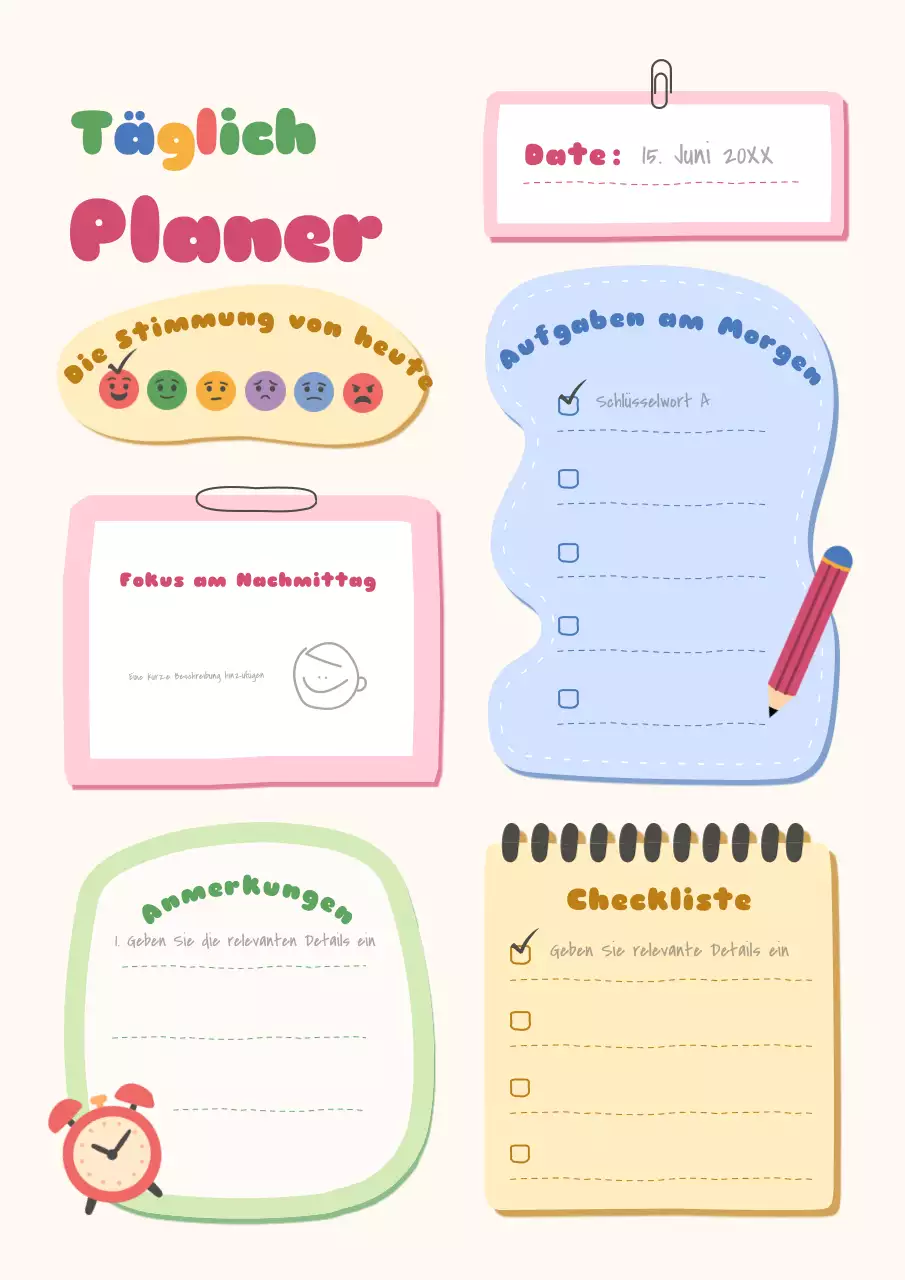 Buntes Planer-Poster