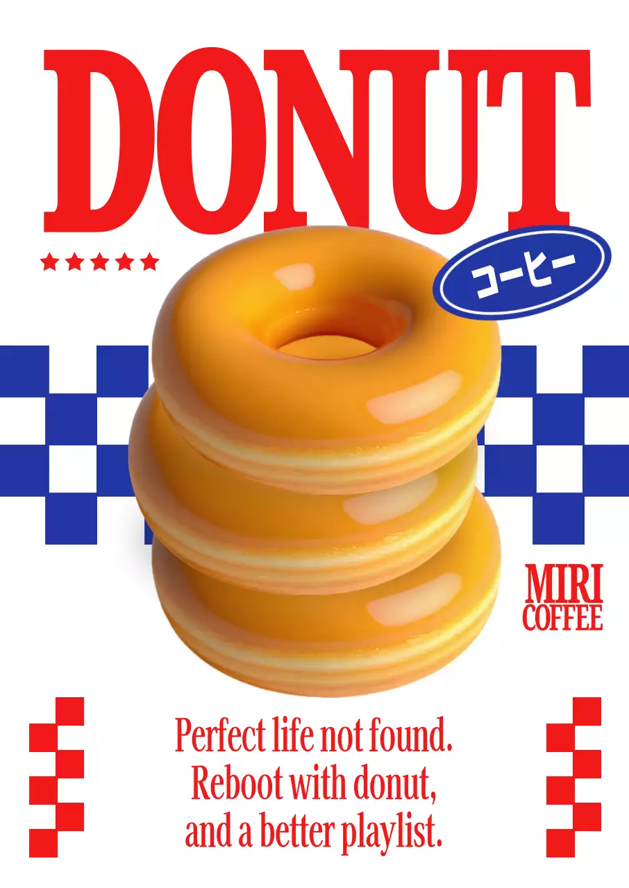 주황 레트로 도넛 광고