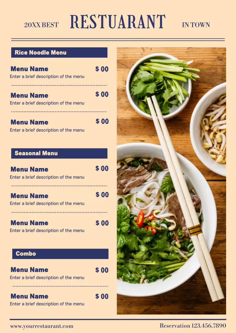 Beige Vintage Vietnamese Menu Promotion Poster