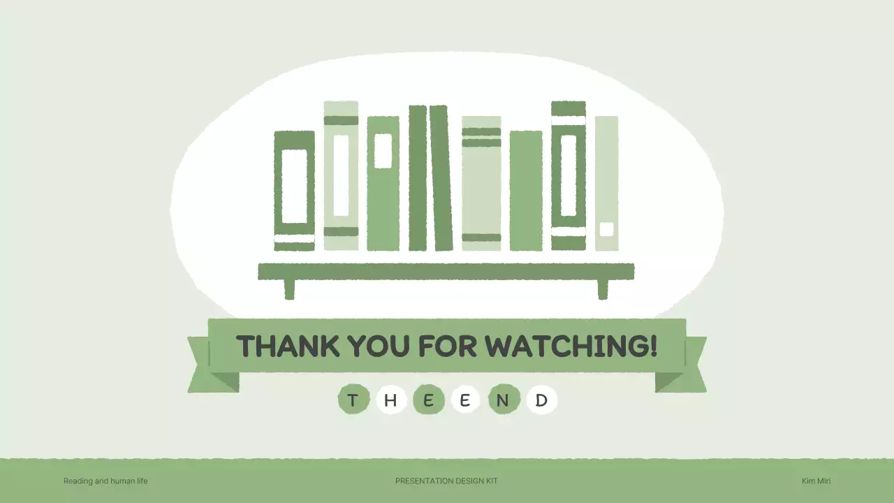 갈색과 초록색의 감성적인 손그림 책 일러스트의 프레젠테이션 키트