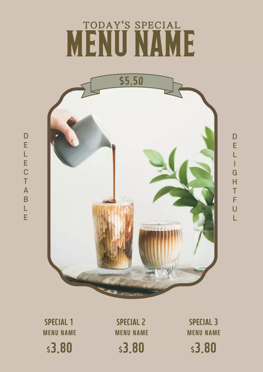 Beige Vintage Coffee Menu Poster