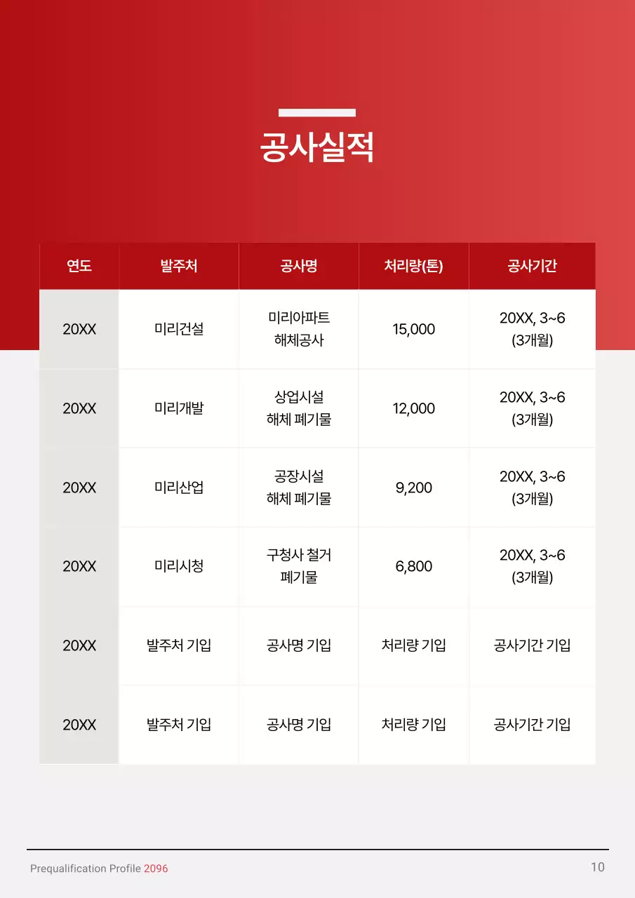 빨강 심플 건설 기획서