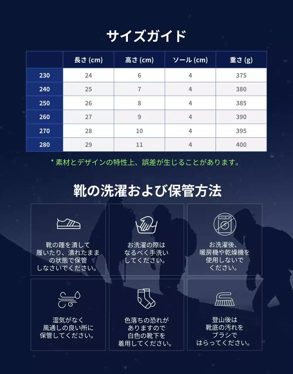 ネイビーと蛍光色のスポーティーでタフなスポーツアウトドアスニーカー。