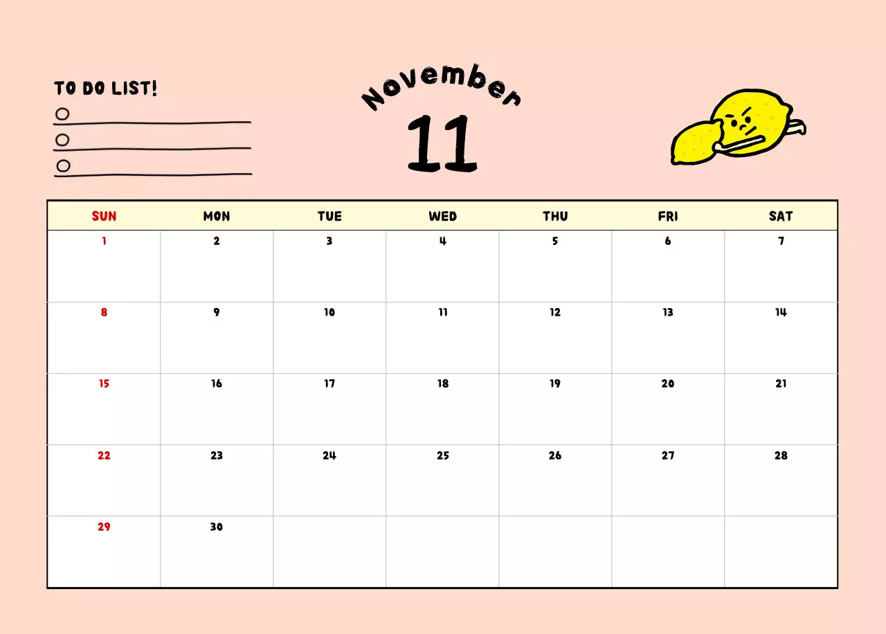 하늘색 아기자기한 달력 캘린더