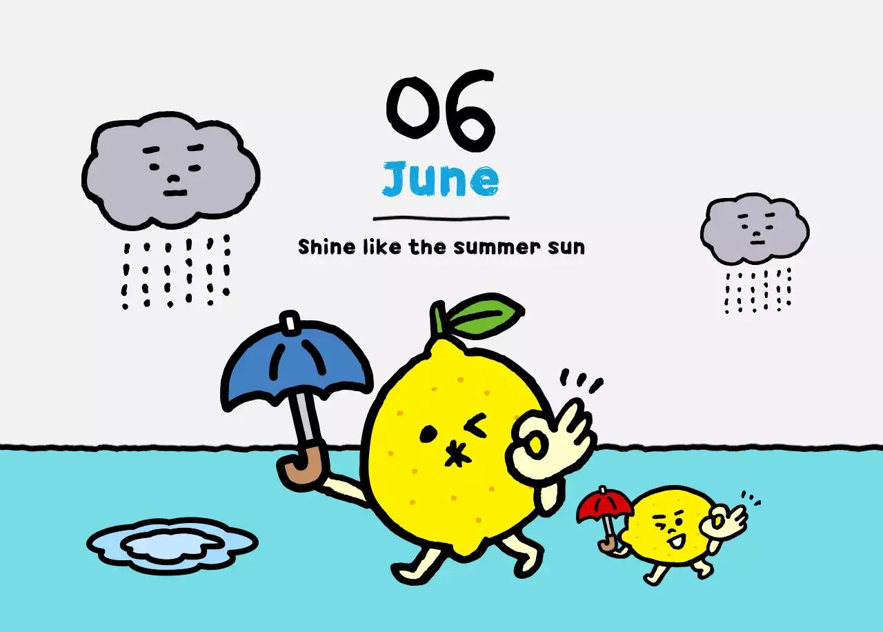 하늘색 아기자기한 달력 캘린더