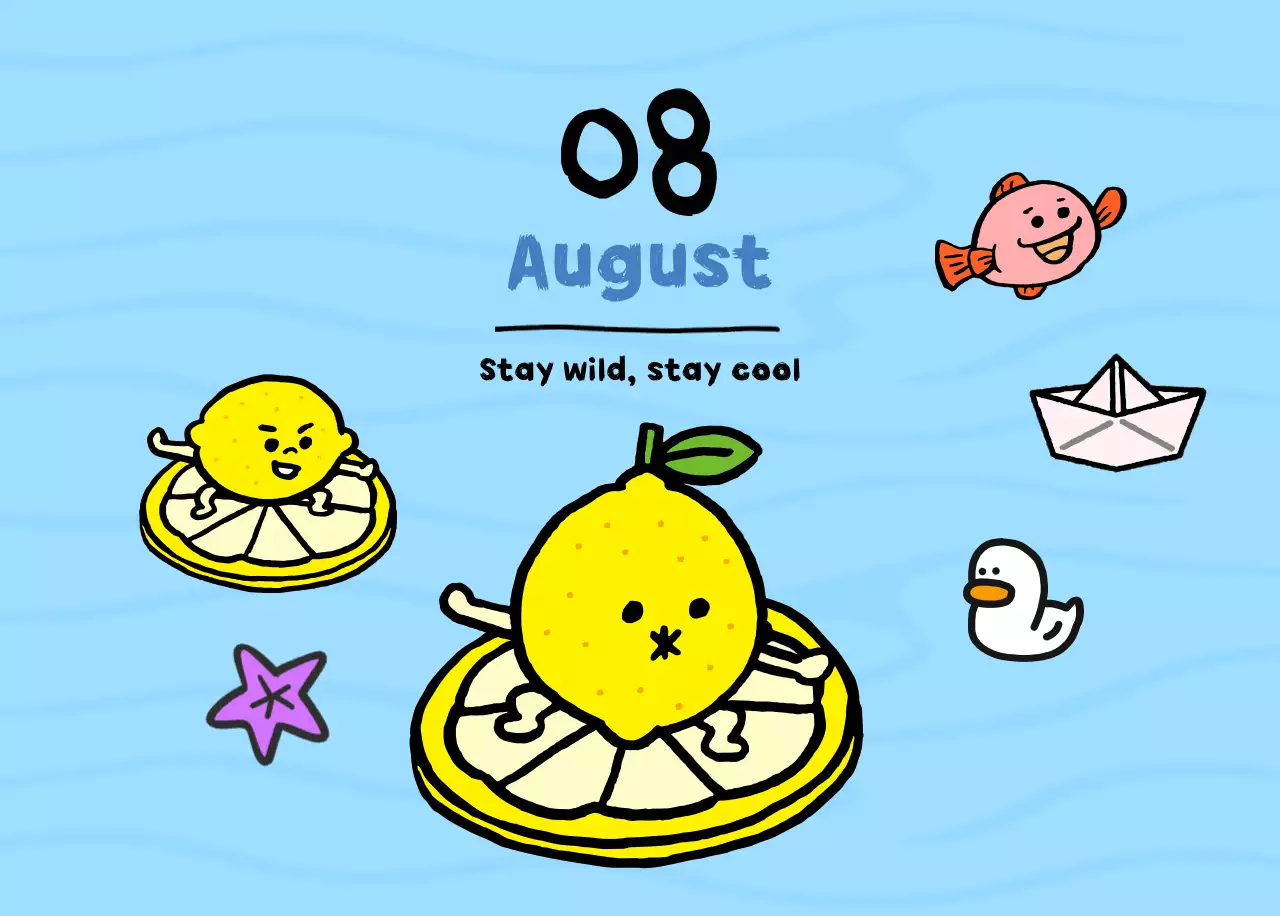 하늘색 아기자기한 달력 캘린더