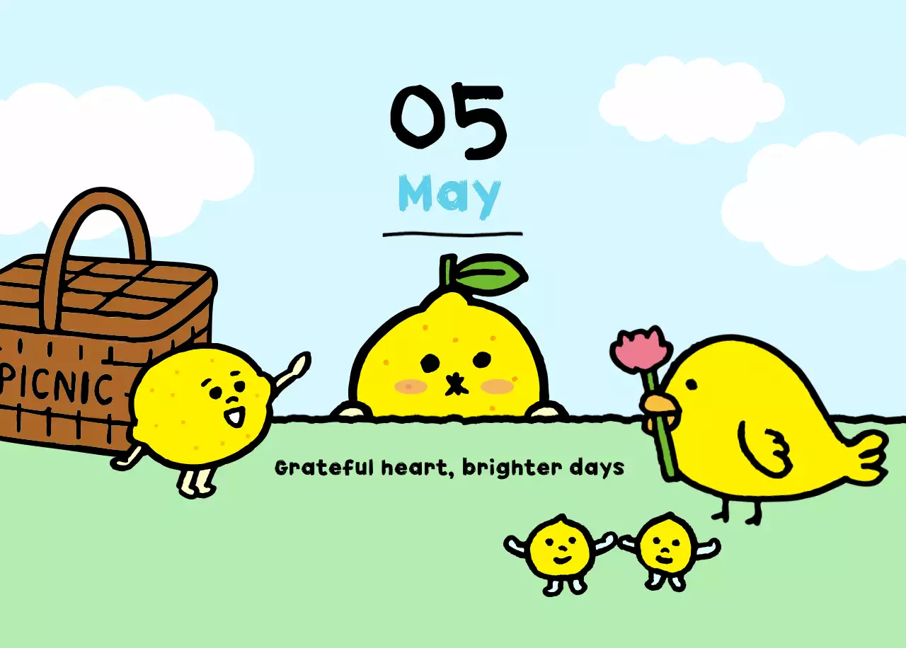 하늘색 아기자기한 달력 캘린더