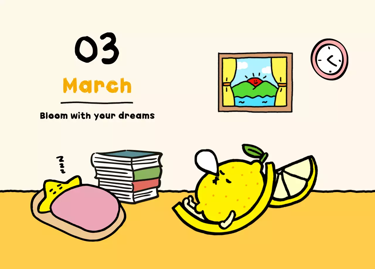 하늘색 아기자기한 달력 캘린더