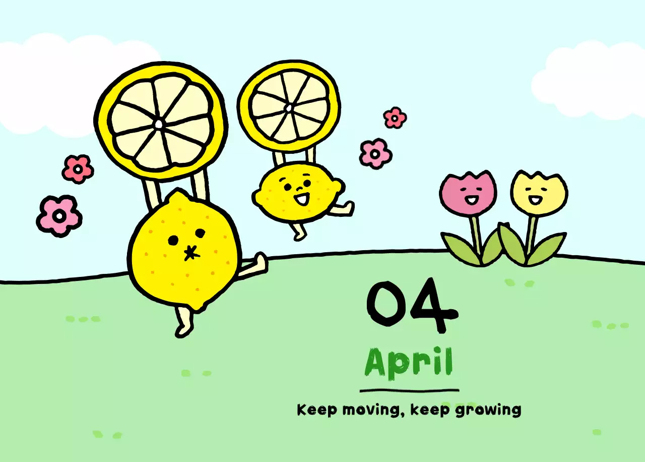 하늘색 아기자기한 달력 캘린더