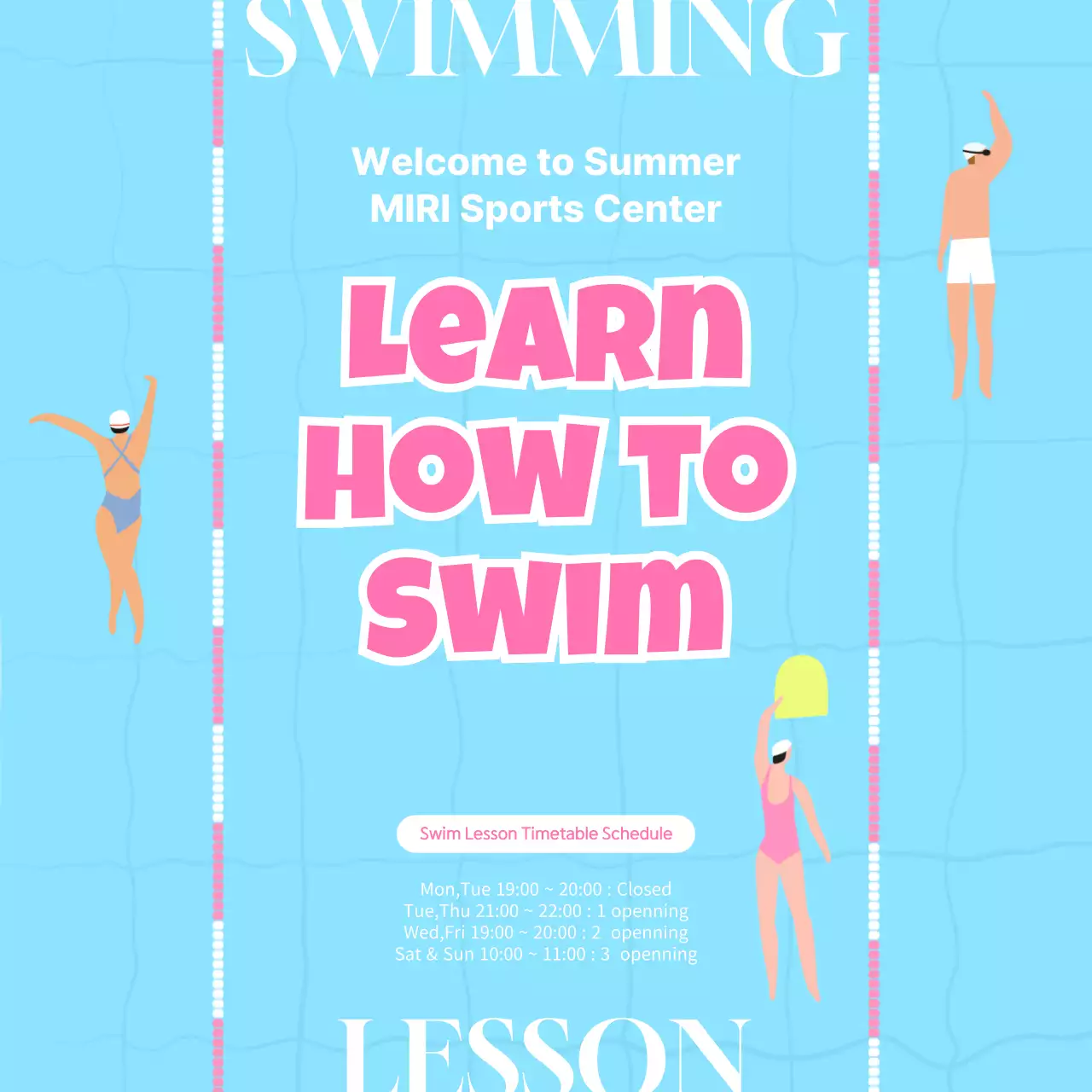 Blue Modern Swimming Advertisement Social Media Post