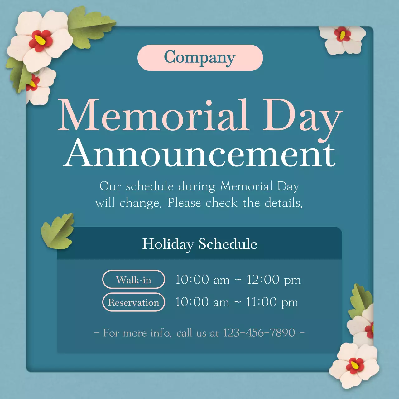 Navy Classic Memorial Announcement Instagram Post