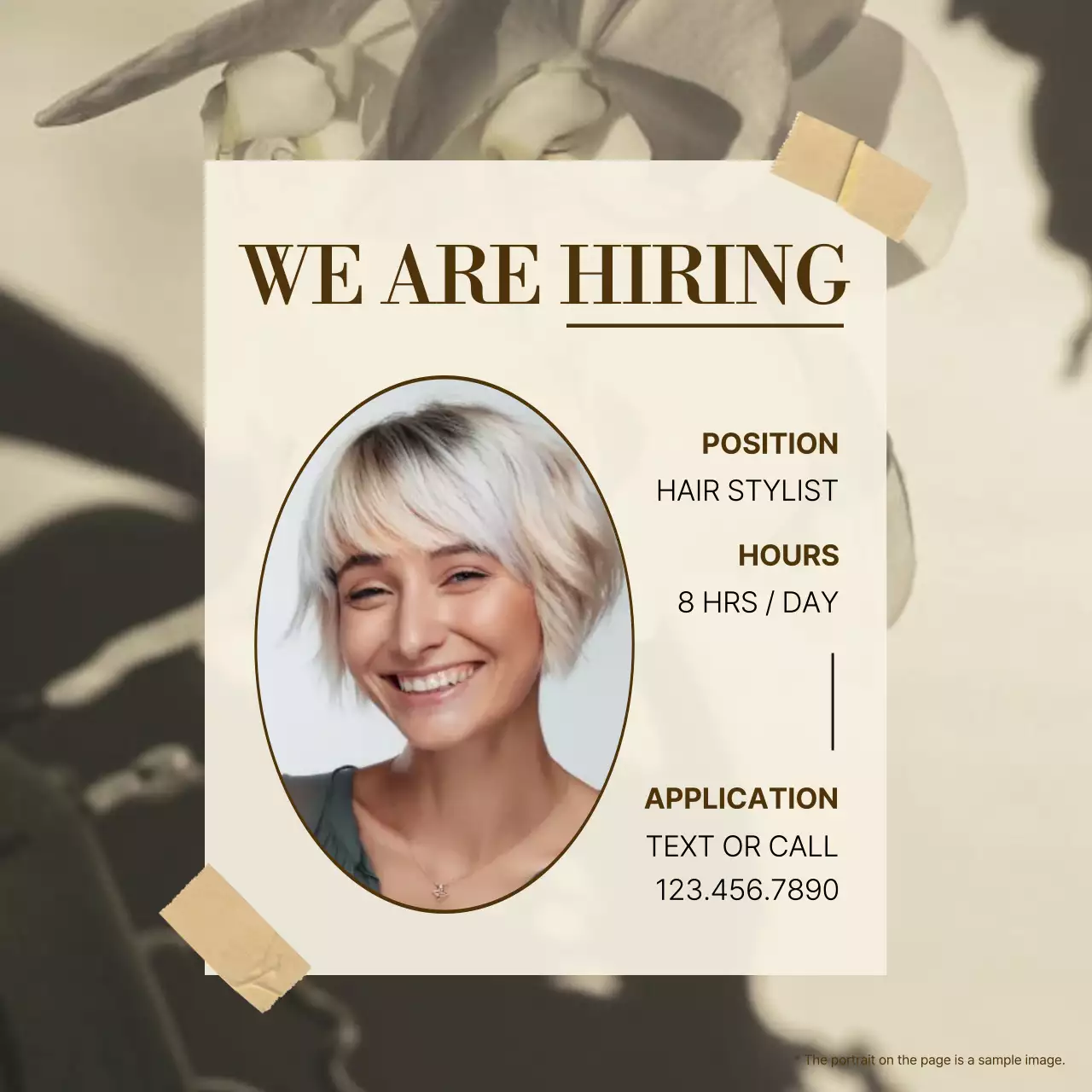 베이지 엘레강트 채용 공고 소셜 미디어 게시물