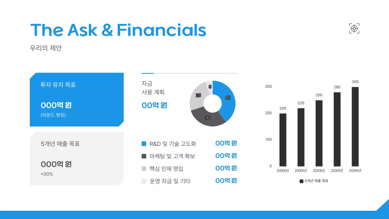 파랑 미니멀 비즈니스 정보 전달 IR