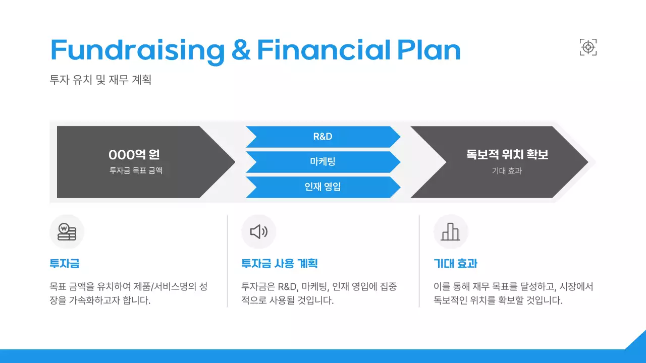 파랑 미니멀 비즈니스 정보 전달 IR